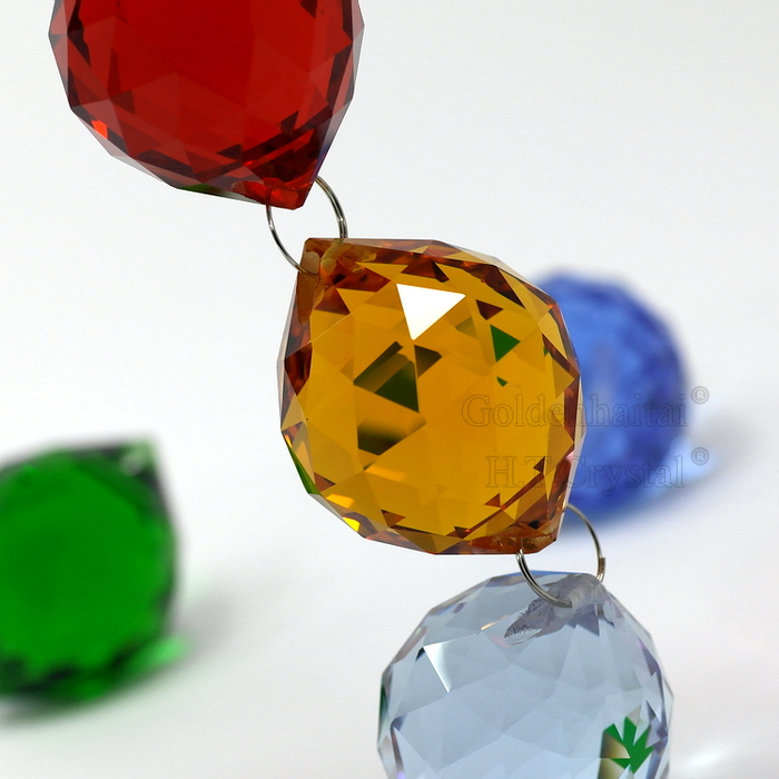 Two Hole Crystal Faceted Ball